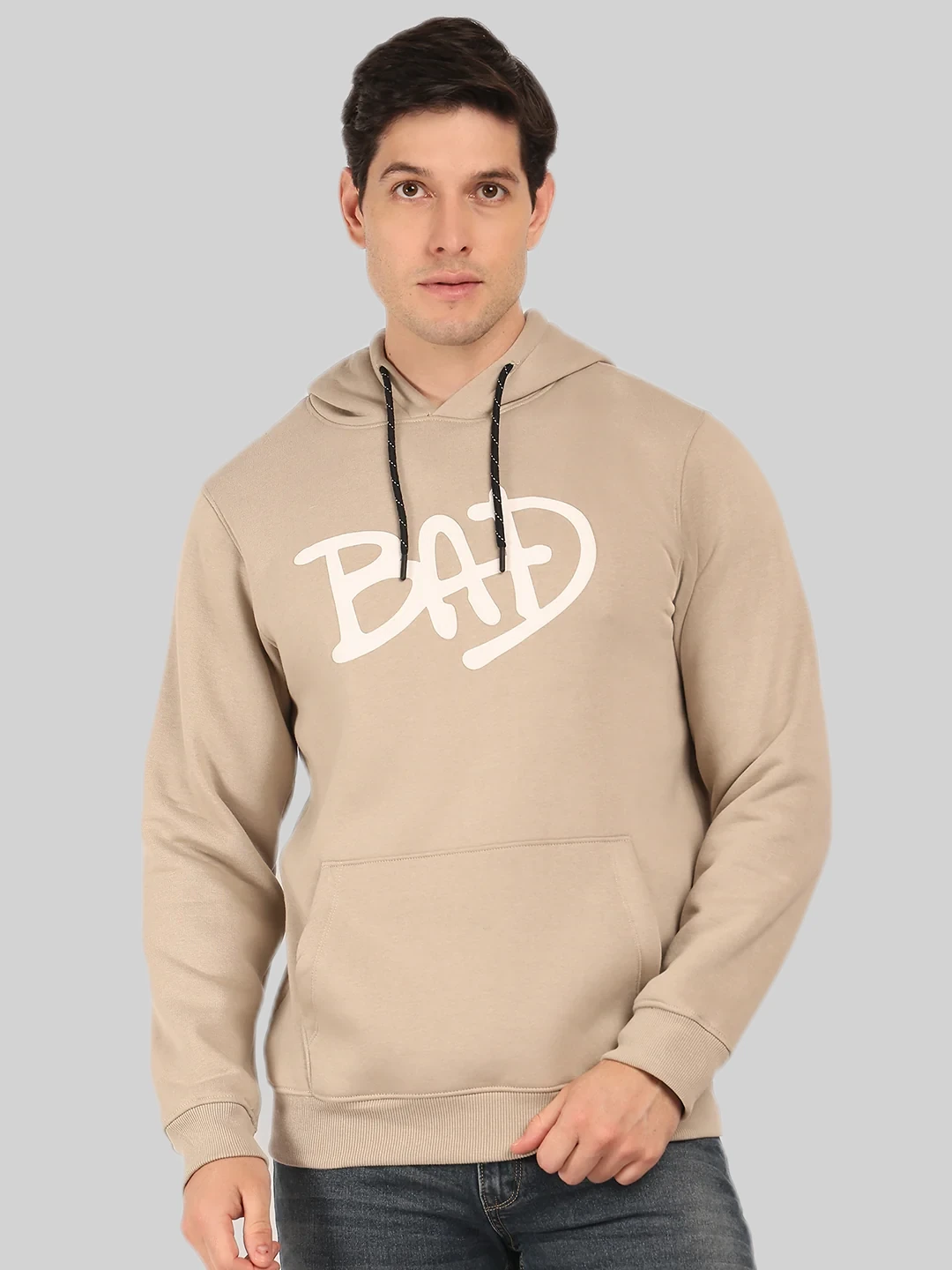 Fleece hoodie in Stone - image 1