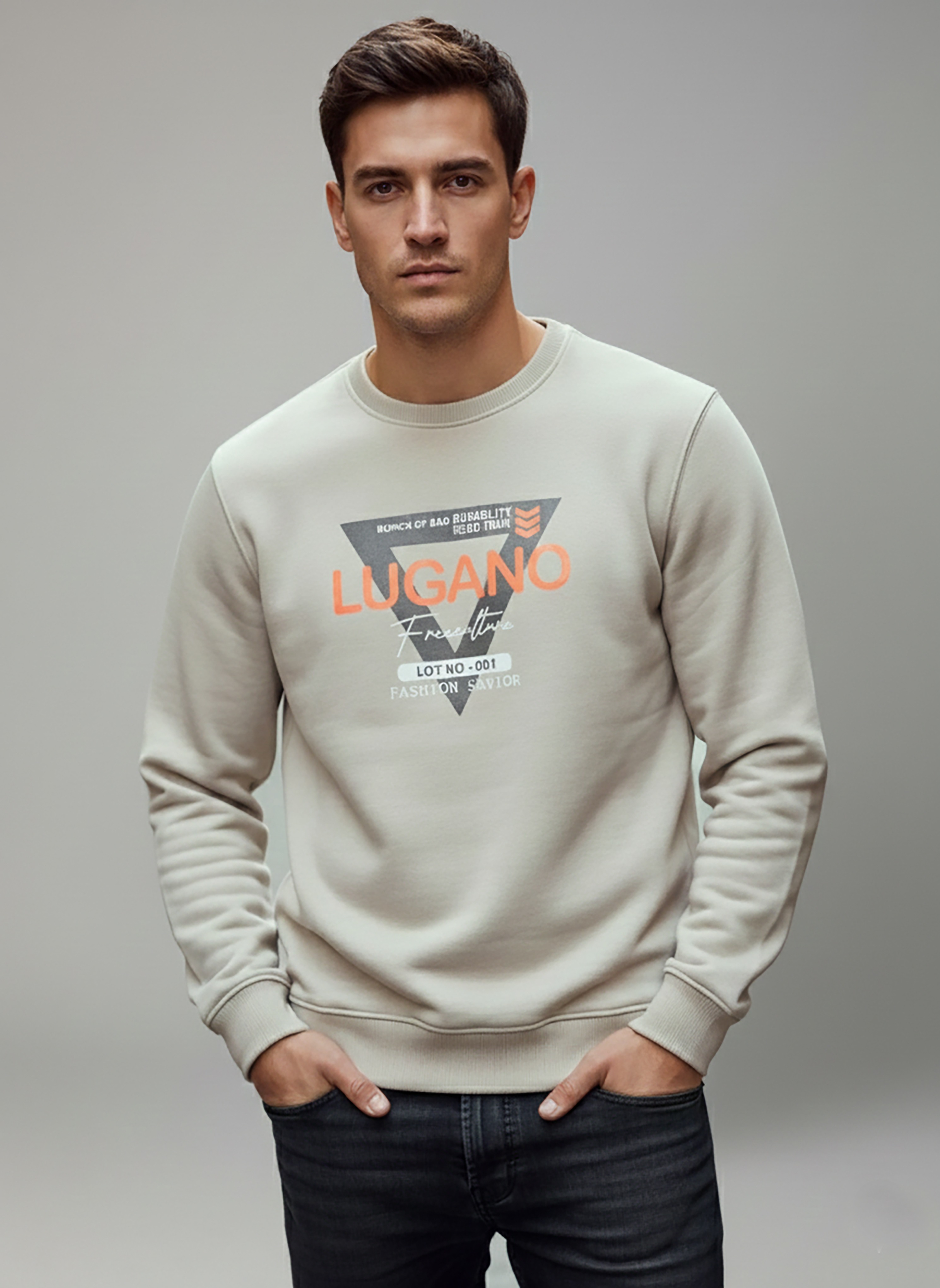 Lugano Graphic Sweatshirt in Mastic - image 1