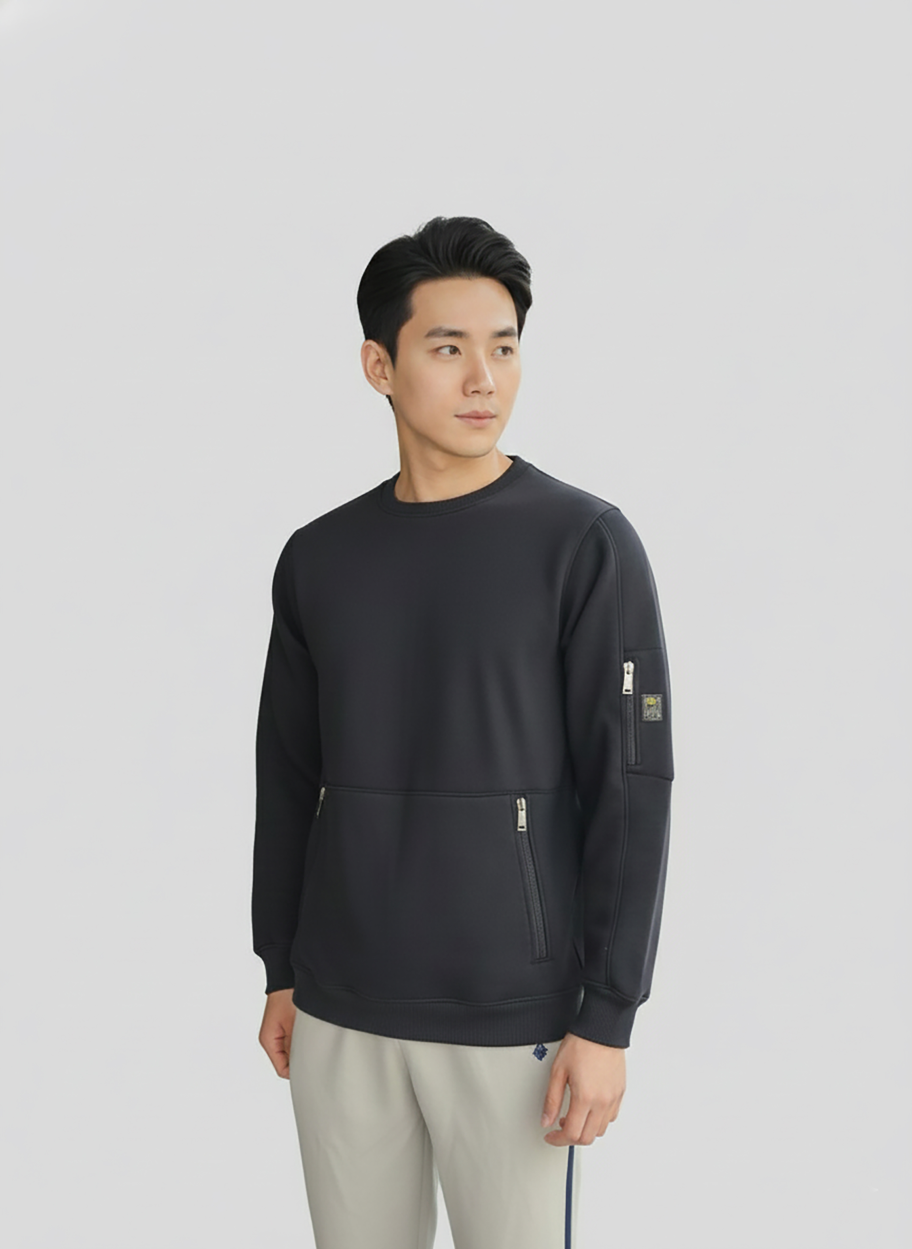 Zip Detail Sweatshirt in Black - image 1